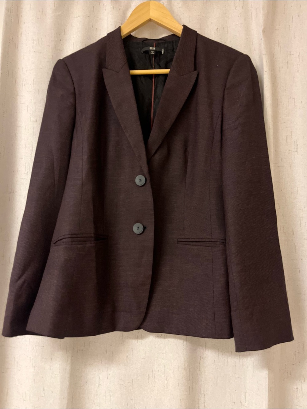 BOSS Hugo Boss Jannami1 Virgin Wool Blend Blazer Jacket - Size 8 - Dark Wine - Picture 5 of 14